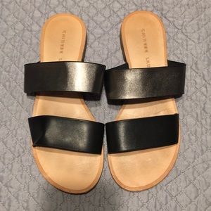 Black slide sandals